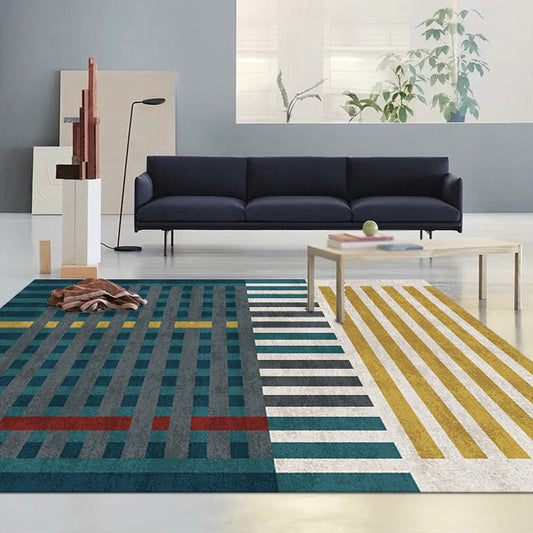 Unique Modernism Rug Multicolor Geometric Pattern Rug Pet Friendly Anti-Slip Washable Area Rug for Decoration Green Clearhalo 'Area Rug' 'Modern' 'Rugs' Rug' 1780827