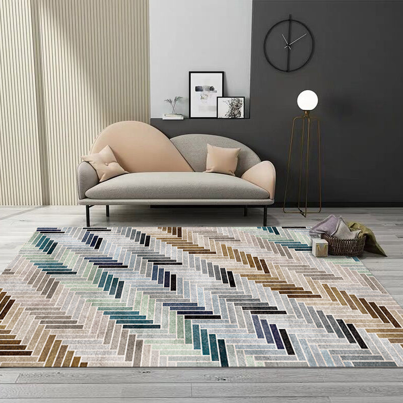 Unique Modernism Rug Multicolor Geometric Pattern Rug Pet Friendly Anti-Slip Washable Area Rug for Decoration Brown Clearhalo 'Area Rug' 'Modern' 'Rugs' Rug' 1780829