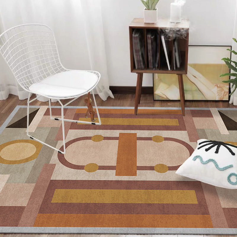 Funky Modernism Rug Multicolor Geometric Pattern Rug Pet Friendly Anti-Slip Washable Area Rug for Decoration Brown Clearhalo 'Area Rug' 'Modern' 'Rugs' Rug' 1780920