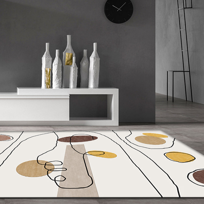 Green and Beige Abstract Rug Polyester Modern Rug Washable Anti-Slip Pet Friendly Area Rug for Living Room Beige Clearhalo 'Area Rug' 'Rug' 1780967