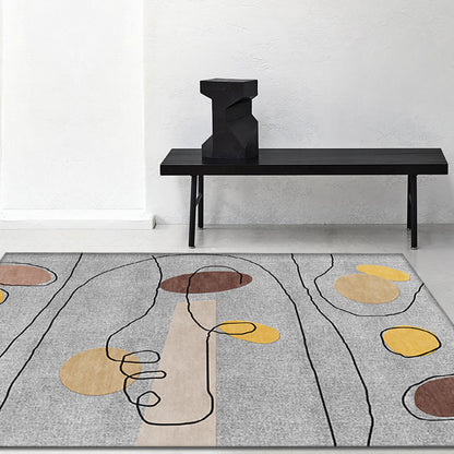 Green and Beige Abstract Rug Polyester Modern Rug Washable Anti-Slip Pet Friendly Area Rug for Living Room Grey Clearhalo 'Area Rug' 'Rug' 1780973
