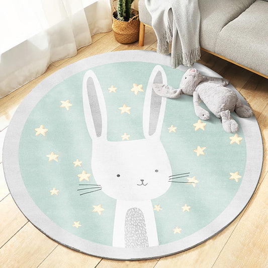 Cute Kids Rug Multicolor Animal Pattern Rug Pet Friendly Anti-Slip Machine Washable Area Rug for Decoration Green