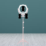 Circle Shaped Mirror Lighting Modernity Metal Mobile Phone Support USB LED Fill Lamp in Pink Clearhalo 'Cast Iron' 'Glass' 'Industrial' 'Modern wall lights' 'Modern' 'Tiffany' 'Traditional wall lights' 'Vanity Lights' 'Wall Lights' Lighting' 1781175