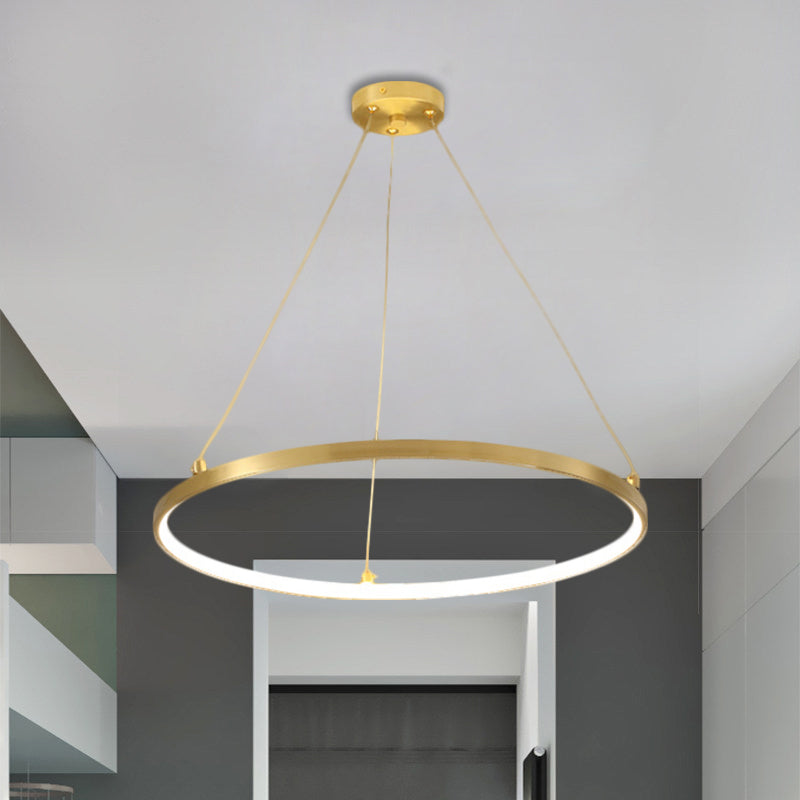 Gold Hoop Hanging Chandelier Simplicity LED Metallic Suspension Pendant for Dining Room Clearhalo 'Ceiling Lights' 'Chandeliers' 'Modern Chandeliers' 'Modern' Lighting' 1781234