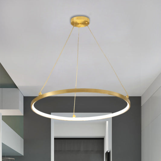 Gold Hoop Hanging Chandelier Simplicity LED Metallic Suspension Pendant for Dining Room Clearhalo 'Ceiling Lights' 'Chandeliers' 'Modern Chandeliers' 'Modern' Lighting' 1781234