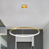 Gold Hoop Hanging Chandelier Simplicity LED Metallic Suspension Pendant for Dining Room Clearhalo 'Ceiling Lights' 'Chandeliers' 'Modern Chandeliers' 'Modern' Lighting' 1781234
