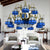 15 Lights Living Room Ceiling Lamp Tiffany Style Blue Chandelier Light with Dome Cut Glass Shade Blue Clearhalo 'Ceiling Lights' 'Chandeliers' 'Industrial' 'Middle Century Chandeliers' 'Tiffany Chandeliers' 'Tiffany close to ceiling' 'Tiffany' Lighting' 178129
