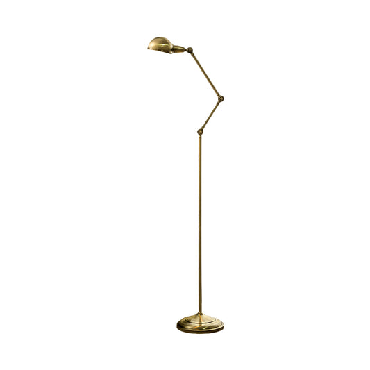 Modern 1 Bulb Stand Up Lamp Brass Domed Multi-Joint Floor Reading Light with Metal Shade Clearhalo 'Floor Lamps' 'Lamps' Lighting' 1781329