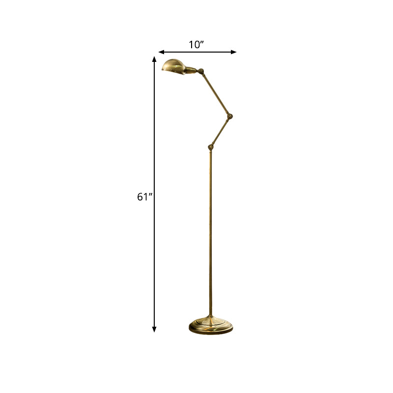 Modern 1 Bulb Stand Up Lamp Brass Domed Multi-Joint Floor Reading Light with Metal Shade Clearhalo 'Floor Lamps' 'Lamps' Lighting' 1781330