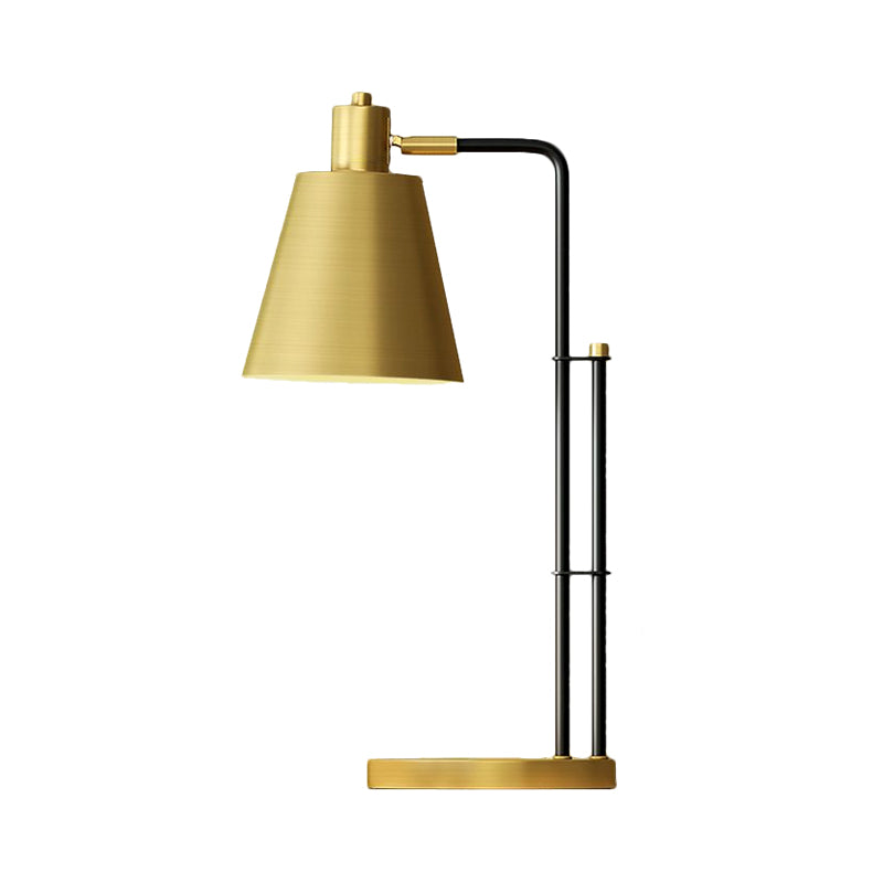 Modernity Tapered Table Lighting Metal 1-Light Bedroom Night Lamp in Brass with Round Base Clearhalo 'Lamps' 'Table Lamps' Lighting' 1781407