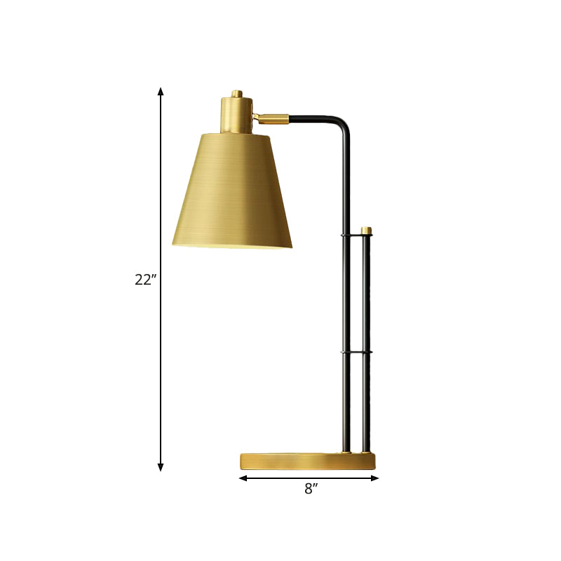 Modernity Tapered Table Lighting Metal 1-Light Bedroom Night Lamp in Brass with Round Base Clearhalo 'Lamps' 'Table Lamps' Lighting' 1781408