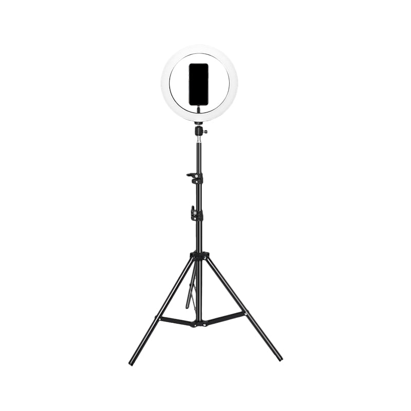 Metal Round Make-Up Light Contemporary 63"/75" Long Black LED Fill Flash Lamp with USB Port Clearhalo 'Cast Iron' 'Glass' 'Industrial' 'Modern wall lights' 'Modern' 'Tiffany' 'Traditional wall lights' 'Vanity Lights' 'Wall Lights' Lighting' 1781411