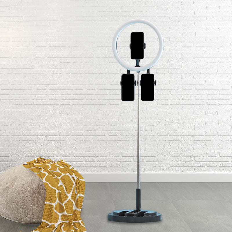 Circular LED Make-Up Light Metal Mobile Phone Support Fill Flush Lamp in Black/White/Pink with USB Port Black USB Clearhalo 'Cast Iron' 'Glass' 'Industrial' 'Modern wall lights' 'Modern' 'Tiffany' 'Traditional wall lights' 'Vanity Lights' 'Wall Lights' Lighting' 1781426