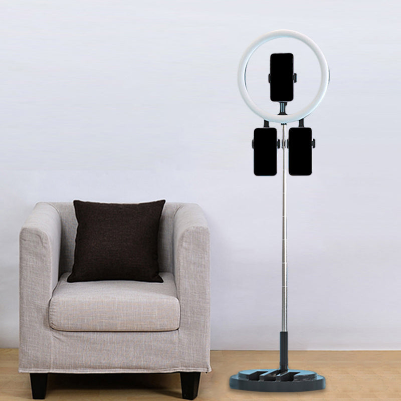 Circular LED Make-Up Light Metal Mobile Phone Support Fill Flush Lamp in Black/White/Pink with USB Port Clearhalo 'Cast Iron' 'Glass' 'Industrial' 'Modern wall lights' 'Modern' 'Tiffany' 'Traditional wall lights' 'Vanity Lights' 'Wall Lights' Lighting' 1781428