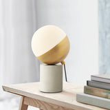 Gold Sphere Nightstand Lamp Simple 1 Light Cream Glass Table Light with Cylinder Marble Base Gold Clearhalo 'Lamps' 'Table Lamps' Lighting' 1781447