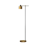 1-Light Living Room Standing Light Simple Brass Reading Floor Lamp with Drum Metal Shade Clearhalo 'Floor Lamps' 'Lamps' Lighting' 1781482