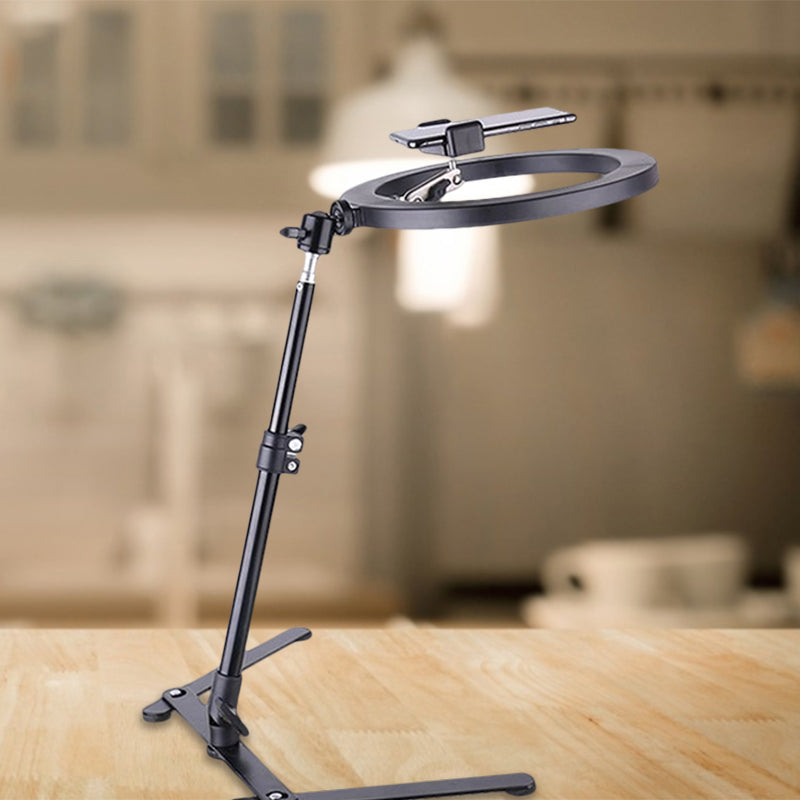 Round Fill-in Light Modernity Metallic Black Finish LED Make-Up Lamp with USB Port Clearhalo 'Cast Iron' 'Glass' 'Industrial' 'Modern wall lights' 'Modern' 'Tiffany' 'Traditional wall lights' 'Vanity Lights' 'Wall Lights' Lighting' 1781523