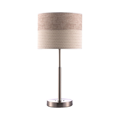 Contemporary Cylinder Night Lighting Fabric 1-Light Bedside Nightstand Lamp in Cream Gray Cream Gray Clearhalo 'Lamps' 'Table Lamps' Lighting' 1781587