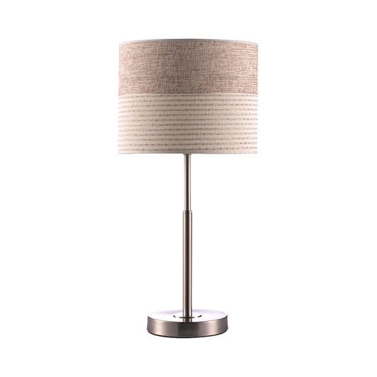 Contemporary Cylinder Night Lighting Fabric 1-Light Bedside Nightstand Lamp in Cream Gray Cream Gray Clearhalo 'Lamps' 'Table Lamps' Lighting' 1781587