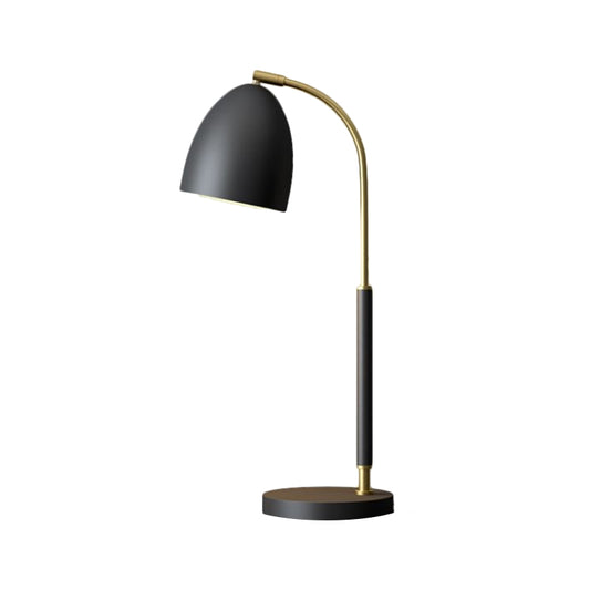 Dome Shaped Table Lamp Simplicity Metallic 1-Bulb Black Nightstand Lighting with Curved Arm Clearhalo 'Lamps' 'Table Lamps' Lighting' 1781600