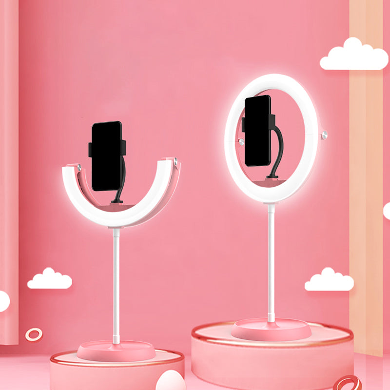 Simplicity Folded Round Vanity Lamp Metal Mobile Phone Support LED Fill-in Light in Black/White/Pink Clearhalo 'Cast Iron' 'Glass' 'Industrial' 'Modern wall lights' 'Modern' 'Tiffany' 'Traditional wall lights' 'Vanity Lights' 'Wall Lights' Lighting' 1781602