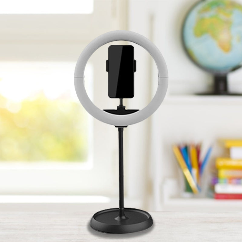 Simplicity Folded Round Vanity Lamp Metal Mobile Phone Support LED Fill-in Light in Black/White/Pink Clearhalo 'Cast Iron' 'Glass' 'Industrial' 'Modern wall lights' 'Modern' 'Tiffany' 'Traditional wall lights' 'Vanity Lights' 'Wall Lights' Lighting' 1781608