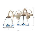 Traditional Cone Wall Lighting with Curved Arm White Glass 2/3 Lights Sconce Lighting for Bathroom Clearhalo 'Industrial' 'Middle century wall lights' 'Tiffany wall lights' 'Tiffany' 'Wall Lamps & Sconces' 'Wall Lights' Lighting' 178160