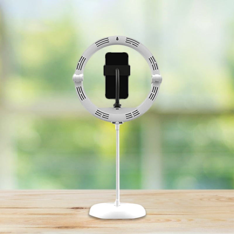 Simplicity Folded Round Vanity Lamp Metal Mobile Phone Support LED Fill-in Light in Black/White/Pink Clearhalo 'Cast Iron' 'Glass' 'Industrial' 'Modern wall lights' 'Modern' 'Tiffany' 'Traditional wall lights' 'Vanity Lights' 'Wall Lights' Lighting' 1781613