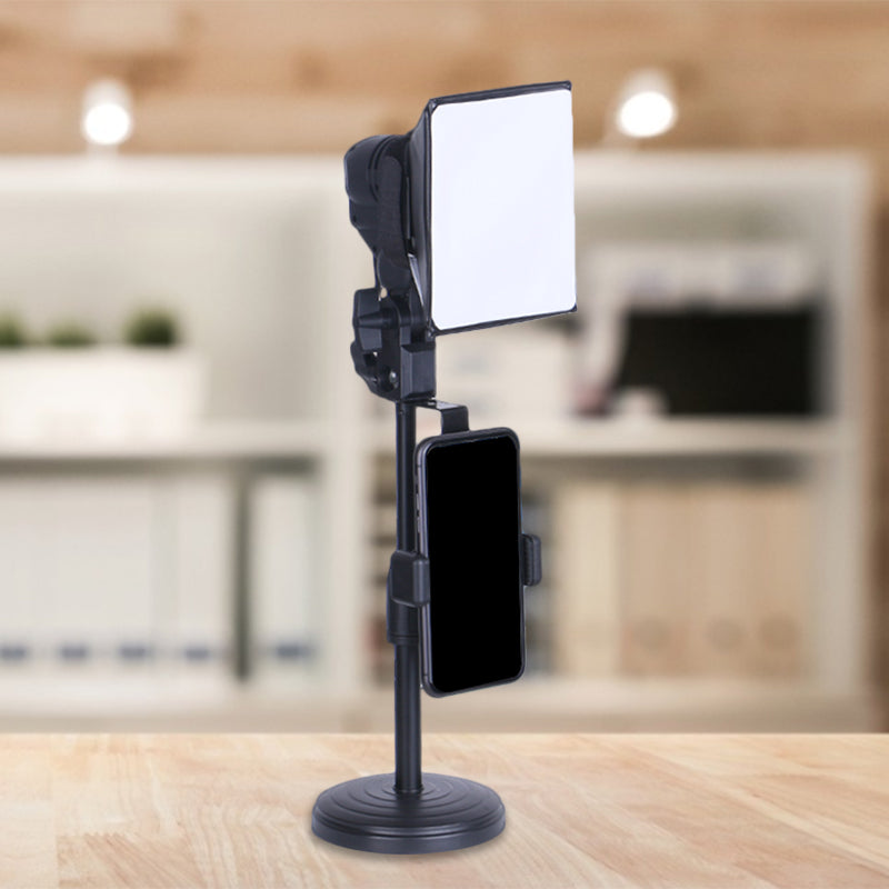 Modernity Squared Make-Up Lamp Metal Mobile Phone Support LED Fill Lighting in Black with USB Port Black USB Clearhalo 'Cast Iron' 'Glass' 'Industrial' 'Modern wall lights' 'Modern' 'Tiffany' 'Traditional wall lights' 'Vanity Lights' 'Wall Lights' Lighting' 1781616