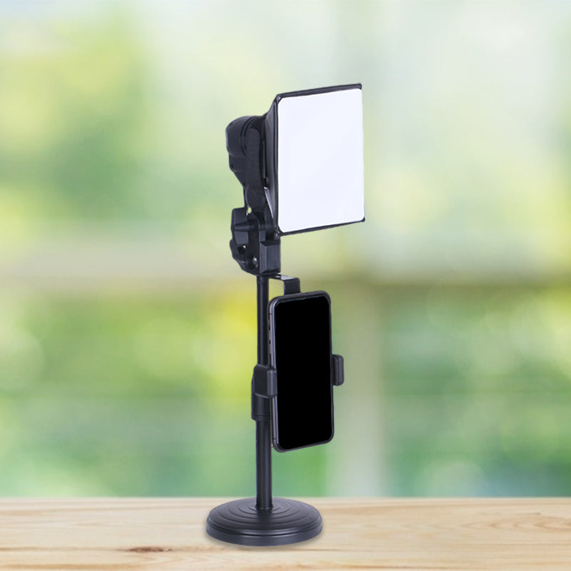Modernity Squared Make-Up Lamp Metal Mobile Phone Support LED Fill Lighting in Black with USB Port Clearhalo 'Cast Iron' 'Glass' 'Industrial' 'Modern wall lights' 'Modern' 'Tiffany' 'Traditional wall lights' 'Vanity Lights' 'Wall Lights' Lighting' 1781617