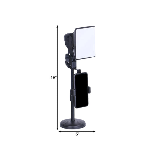 Modernity Squared Make-Up Lamp Metal Mobile Phone Support LED Fill Lighting in Black with USB Port Clearhalo 'Cast Iron' 'Glass' 'Industrial' 'Modern wall lights' 'Modern' 'Tiffany' 'Traditional wall lights' 'Vanity Lights' 'Wall Lights' Lighting' 1781619