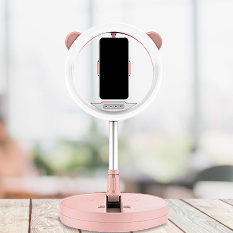 Circular Make-Up Light Minimalist Metal Mobile Phone Support LED Fill-in Lighting in Black/White Light with USB Port Clearhalo 'Cast Iron' 'Glass' 'Industrial' 'Modern wall lights' 'Modern' 'Tiffany' 'Traditional wall lights' 'Vanity Lights' 'Wall Lights' Lighting' 1781621