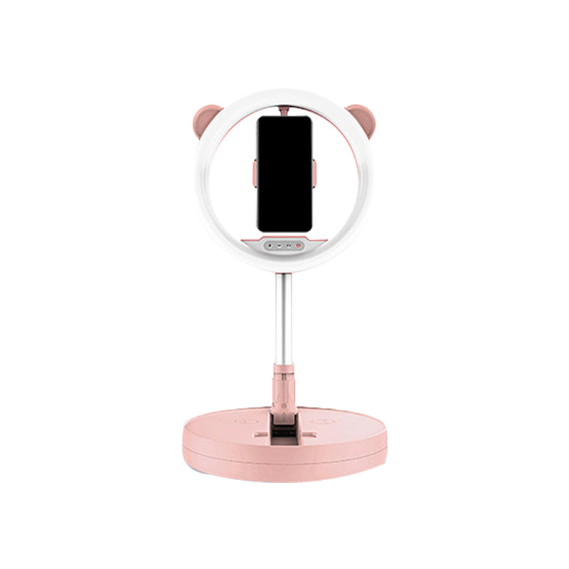 Circular Make-Up Light Minimalist Metal Mobile Phone Support LED Fill-in Lighting in Black/White Light with USB Port Clearhalo 'Cast Iron' 'Glass' 'Industrial' 'Modern wall lights' 'Modern' 'Tiffany' 'Traditional wall lights' 'Vanity Lights' 'Wall Lights' Lighting' 1781622