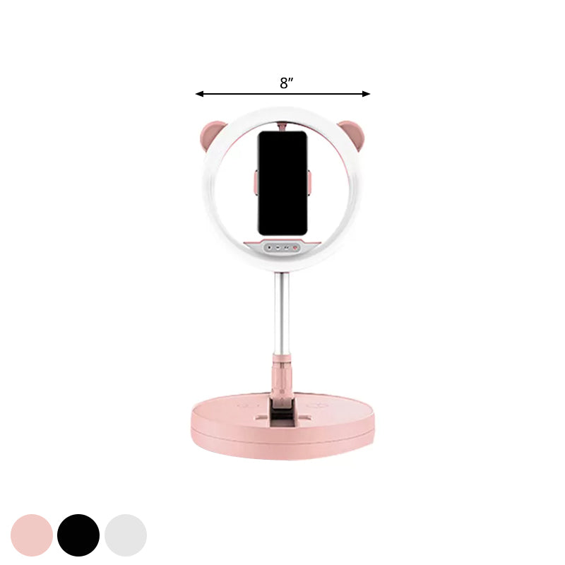 Circular Make-Up Light Minimalist Metal Mobile Phone Support LED Fill-in Lighting in Black/White Light with USB Port Clearhalo 'Cast Iron' 'Glass' 'Industrial' 'Modern wall lights' 'Modern' 'Tiffany' 'Traditional wall lights' 'Vanity Lights' 'Wall Lights' Lighting' 1781623