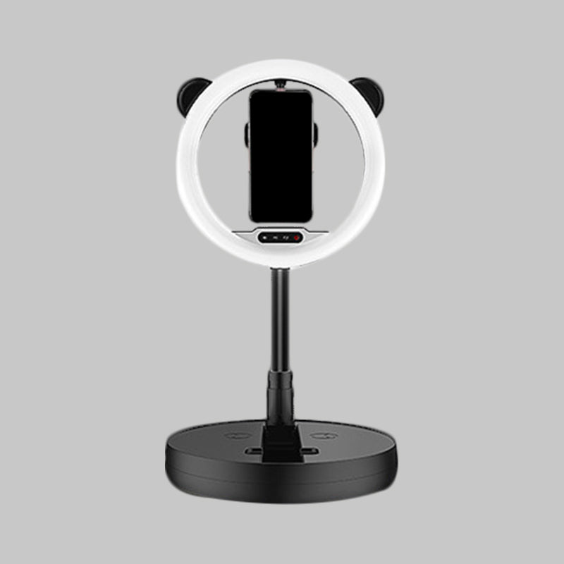 Circular Make-Up Light Minimalist Metal Mobile Phone Support LED Fill-in Lighting in Black/White Light with USB Port Clearhalo 'Cast Iron' 'Glass' 'Industrial' 'Modern wall lights' 'Modern' 'Tiffany' 'Traditional wall lights' 'Vanity Lights' 'Wall Lights' Lighting' 1781627