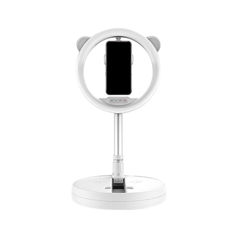 Circular Make-Up Light Minimalist Metal Mobile Phone Support LED Fill-in Lighting in Black/White Light with USB Port Clearhalo 'Cast Iron' 'Glass' 'Industrial' 'Modern wall lights' 'Modern' 'Tiffany' 'Traditional wall lights' 'Vanity Lights' 'Wall Lights' Lighting' 1781631