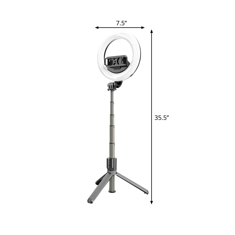 Minimal Round Vanity Light Metal Mobile Phone Support Tripod LED Fill Lighting in Black Clearhalo 'Cast Iron' 'Glass' 'Industrial' 'Modern wall lights' 'Modern' 'Tiffany' 'Traditional wall lights' 'Vanity Lights' 'Wall Lights' Lighting' 1781635