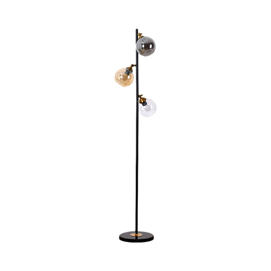 Sphere Multi-Color Glass Standing Lighting Simple 3 Heads Living Room Floor Reading Lamp with Metal Base Clearhalo 'Floor Lamps' 'Lamps' Lighting' 1781659