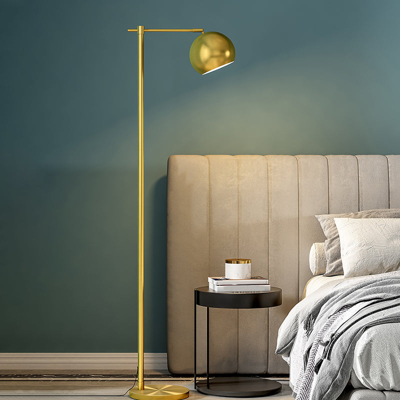 Spherical Stand Up Lighting Modern Metallic 1-Light Living Room Floor Lamp in Gold Gold Clearhalo 'Floor Lamps' 'Lamps' Lighting' 1781661