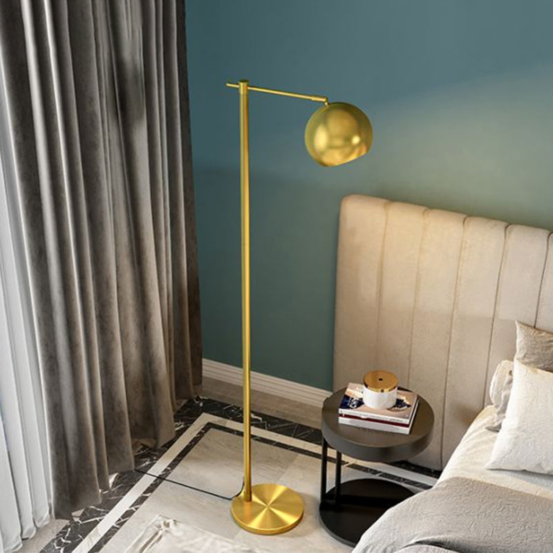 Spherical Stand Up Lighting Modern Metallic 1-Light Living Room Floor Lamp in Gold Clearhalo 'Floor Lamps' 'Lamps' Lighting' 1781662