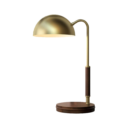 Metal Dome Shade Table Lighting Simple 1 Head Brown Finish Night Lamp with Curvy Arm for Living Room Clearhalo 'Lamps' 'Table Lamps' Lighting' 1781704