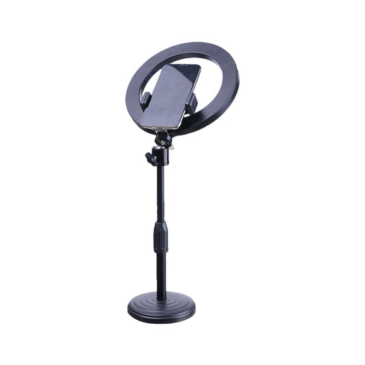 Phone Holder LED Vanity Lighting Modern Style Black Fill-in Lamp with Round Metal Shade Clearhalo 'Cast Iron' 'Glass' 'Industrial' 'Modern wall lights' 'Modern' 'Tiffany' 'Traditional wall lights' 'Vanity Lights' 'Wall Lights' Lighting' 1781708