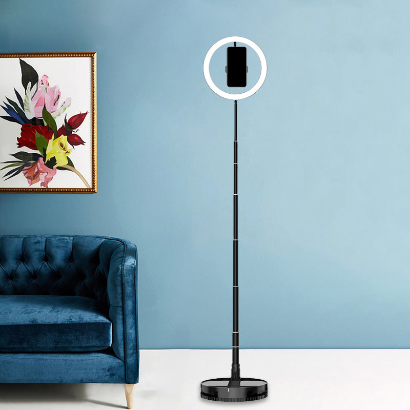 Black Round Shaped Mirror Lighting Modernist Metallic LED Dimmable Fill Flush Light Black Clearhalo 'Cast Iron' 'Glass' 'Industrial' 'Modern wall lights' 'Modern' 'Tiffany' 'Traditional wall lights' 'Vanity Lights' 'Wall Lights' Lighting' 1781714