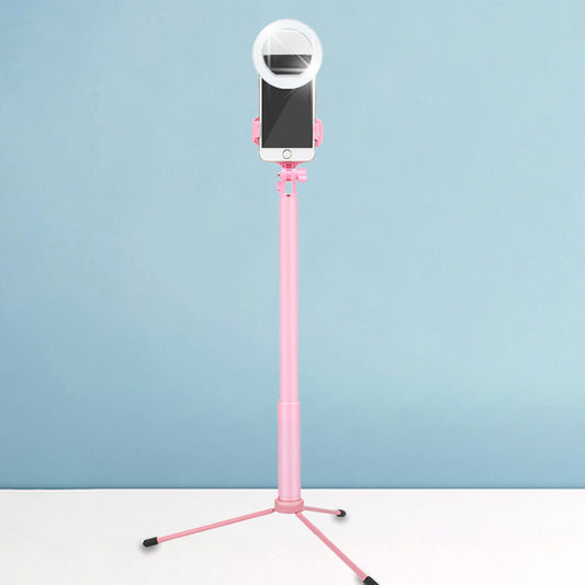 Mobile Phone Holder LED Fill Lamp Modern Style Pink Mirror Lighting with Circular Metal Shade Pink USB Clearhalo 'Cast Iron' 'Glass' 'Industrial' 'Modern wall lights' 'Modern' 'Tiffany' 'Traditional wall lights' 'Vanity Lights' 'Wall Lights' Lighting' 1781718