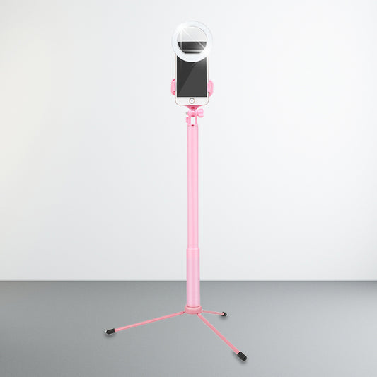 Mobile Phone Holder LED Fill Lamp Modern Style Pink Mirror Lighting with Circular Metal Shade Clearhalo 'Cast Iron' 'Glass' 'Industrial' 'Modern wall lights' 'Modern' 'Tiffany' 'Traditional wall lights' 'Vanity Lights' 'Wall Lights' Lighting' 1781719