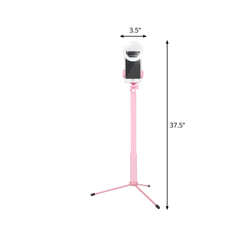 Mobile Phone Holder LED Fill Lamp Modern Style Pink Mirror Lighting with Circular Metal Shade Clearhalo 'Cast Iron' 'Glass' 'Industrial' 'Modern wall lights' 'Modern' 'Tiffany' 'Traditional wall lights' 'Vanity Lights' 'Wall Lights' Lighting' 1781721