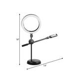 Metallic Ring LED Mirror Light Minimal Black Finish USB Fill Lighting with Mobile Phone Holder Design Clearhalo 'Cast Iron' 'Glass' 'Industrial' 'Modern wall lights' 'Modern' 'Tiffany' 'Traditional wall lights' 'Vanity Lights' 'Wall Lights' Lighting' 1781748