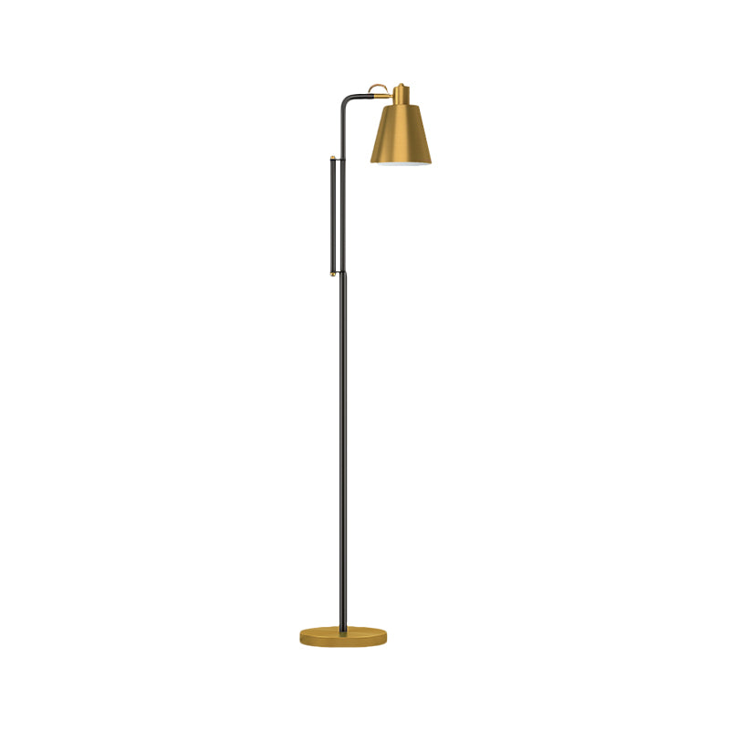 Modernist Tapered Standing Lamp Metallic 1-Light Living Room Reading Floor Light in Brass Clearhalo 'Floor Lamps' 'Lamps' Lighting' 1781755