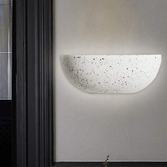 Contemporary Bowl Wall Lamp Stone 1 Light Corridor Wall Mount Light Fixture in White Clearhalo 'Modern wall lights' 'Modern' 'Wall Lamps & Sconces' 'Wall Lights' Lighting' 1781758