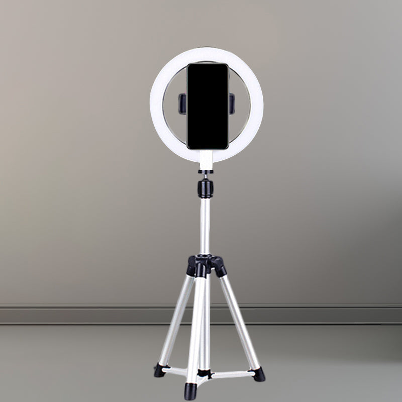 Black Finish Circular Fill-in Lamp Simplicity LED Metallic Vanity Lighting Ideas for Mobile Phone Holder Black USB Clearhalo 'Cast Iron' 'Glass' 'Industrial' 'Modern wall lights' 'Modern' 'Tiffany' 'Traditional wall lights' 'Vanity Lights' 'Wall Lights' Lighting' 1781769